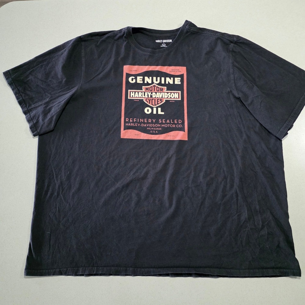 Harley-Davidson Mens 5XL Black Genuine Oil Graphic T-Shirt Short Sleeve Tee